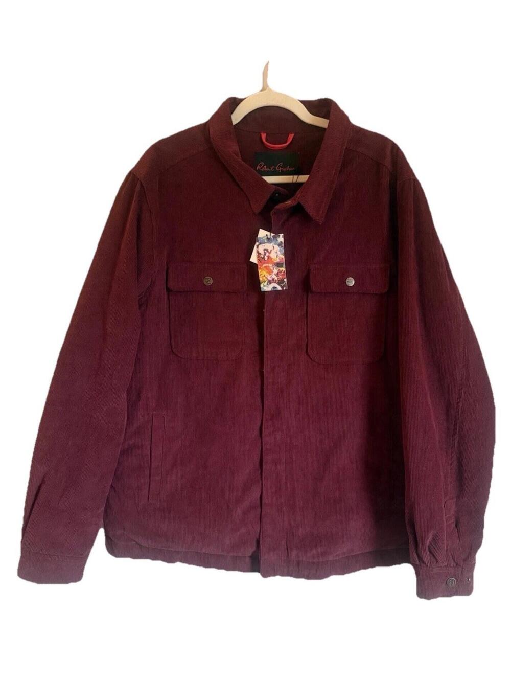 Robert Graham Corduroy Jacket Burgundy Mens XL Shacket New with Tags MSRP 298$